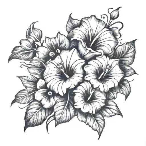 Violets And Morning Glory Flowers