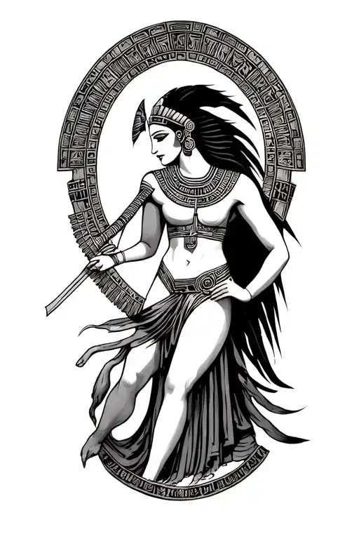 Female Egyptian Gods Battling