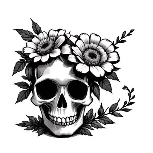 Potted Cute Creepy Flower-skull