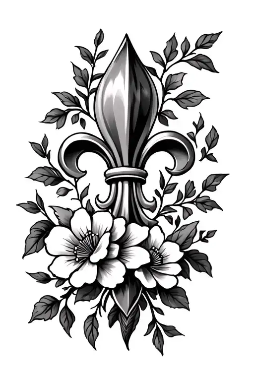 Vine Fleur De Lis With Flowers Wrapped
