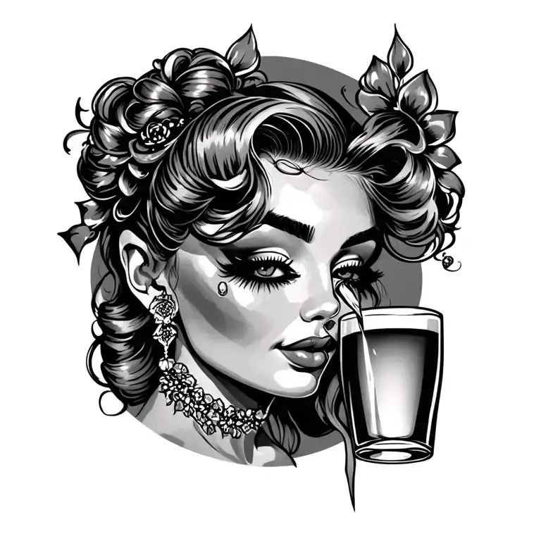 Bartender Tattoo With Eyelashes