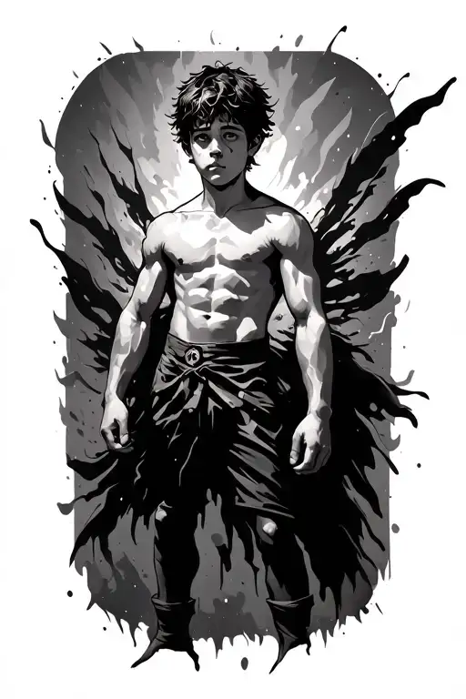 Brave Boy Standing Strong Abstract Representation