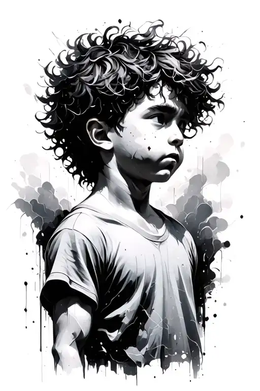 Brave Boy Standing Strong Abstract Representation Faded Like Memory