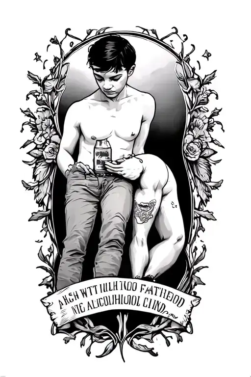 A Full Leg Piece Symbolizing The Story Of Struggling With A Alcoholic Father During Childhood