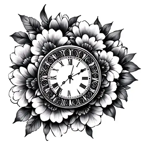 Flowers Mandala Clock Full Arm Sleeve