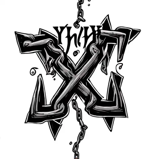 Broken Chain With Letter Yhwh Written Chicano Style