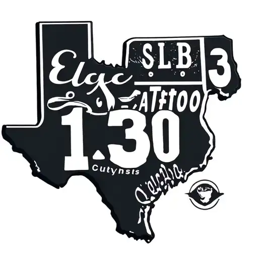 East Texas With 1-30 Street Sign 903 Area Code Tattoo Stencil For Men