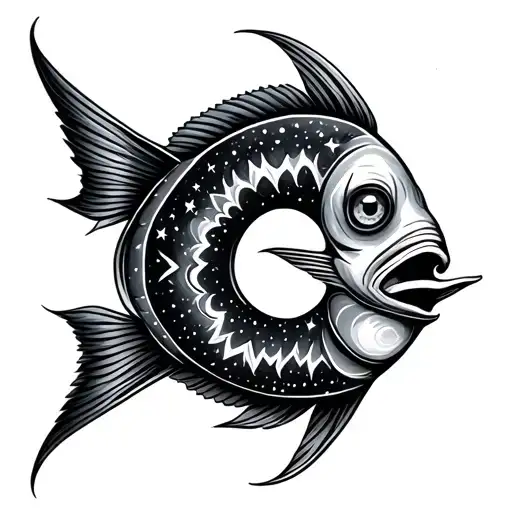 Zodiac Sign Of Fish Black Stars