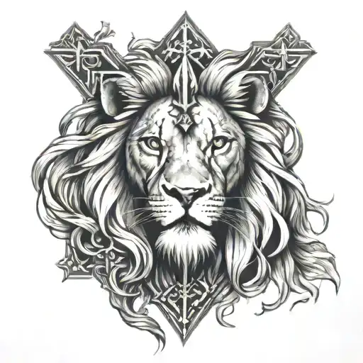 Lion And 3 Crosses Jesus Cross