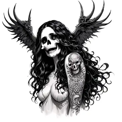Death And Lillith Goddess With Grim