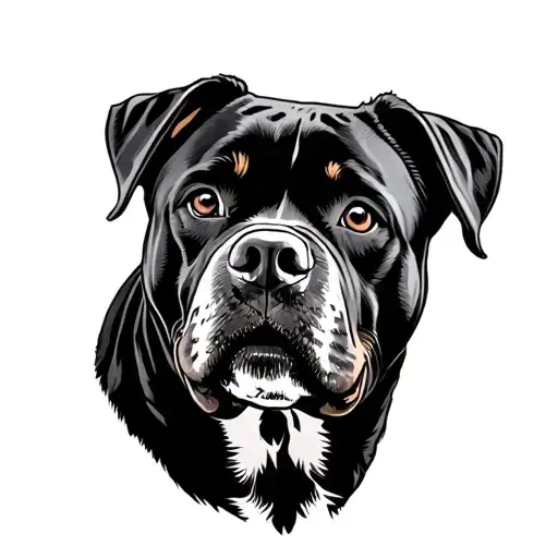 Rottweiler Surrounded By A Vibrant