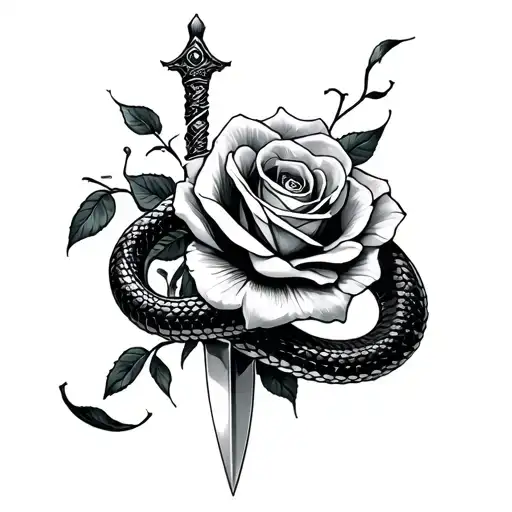 Snake A Dagger An A Rose