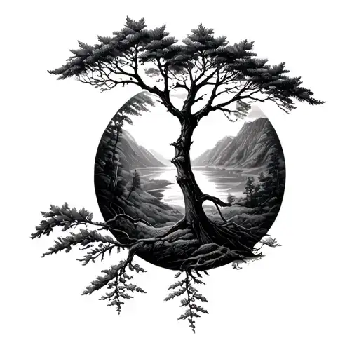 Scottish Rowan Tree Branch With Wilderness Around It