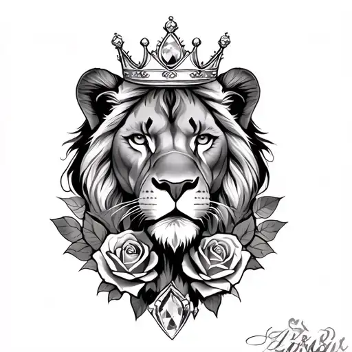 Lioness With Crowns Gems 5 Roses Gems