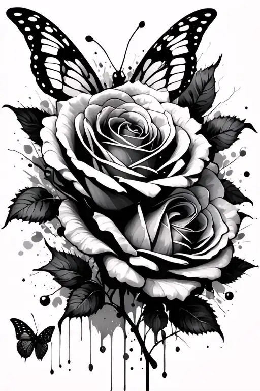 Rose And Butterfly Trash Polka Art