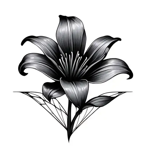 Lily Flower And Diamond Shaped Line Outlining