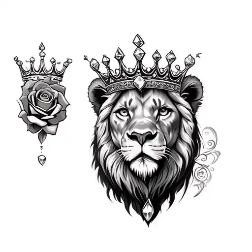 Lioness With Crowns Gems With 5 Roses Gems