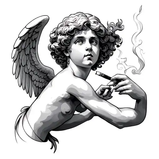 Cupid Smoking Cigarette