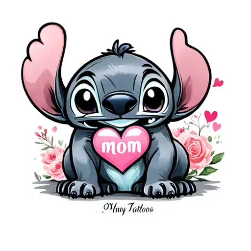 Stich With A Heart And Letters Mom Inside