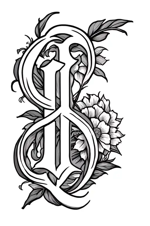 Initial Tattoo Design With 2