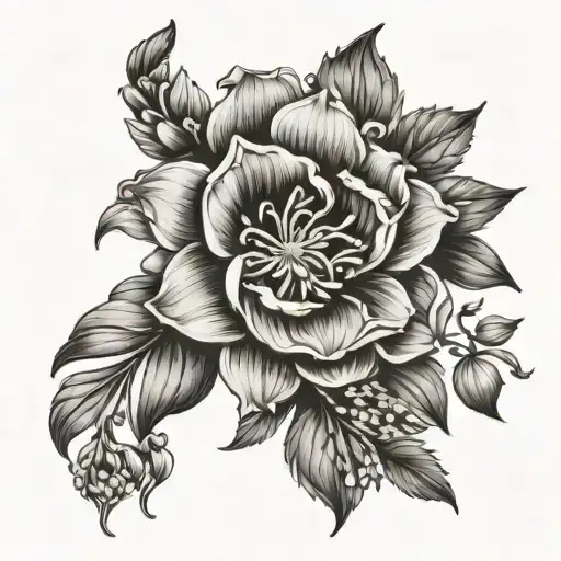 May September August June Birth Flower For Spine Tattoo Design