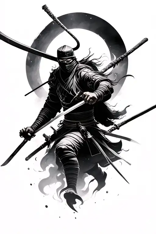 Samurai Battle Scenes Against Ninja