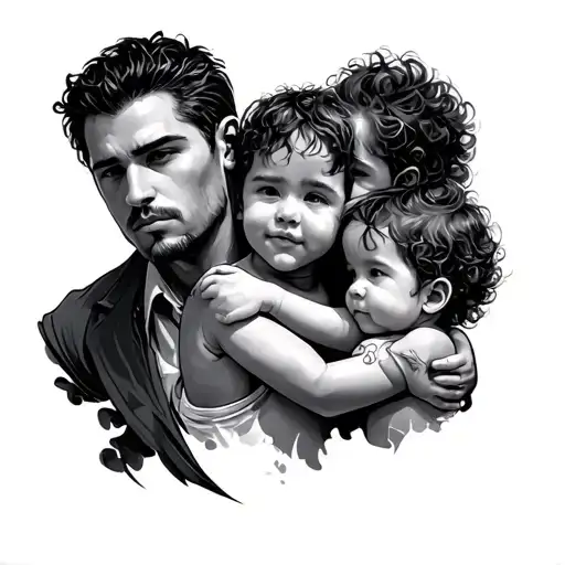 A Man And Two Children