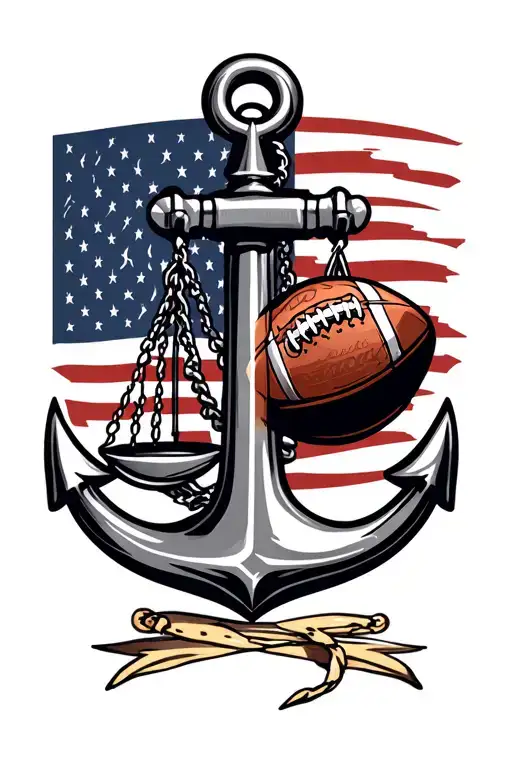 Us Navy Anchor With Scales Of Justice And A Football