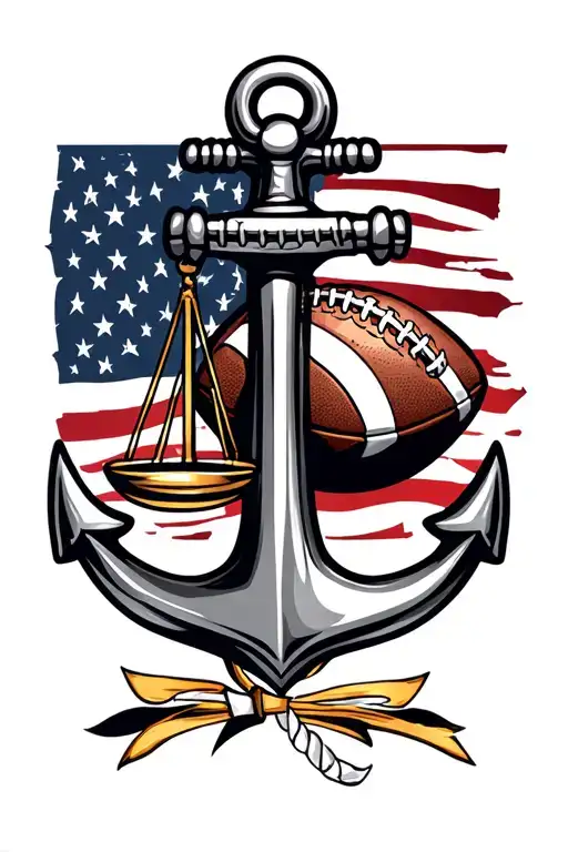 Us Navy Anchor With Scales Of Justice And A Football