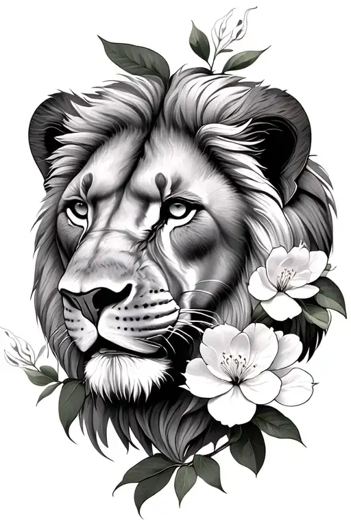 Apple Blossoms And Lion Head