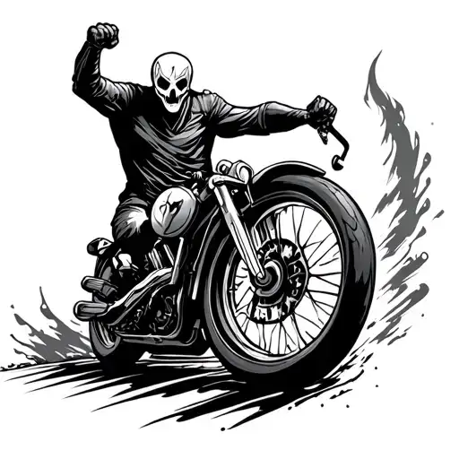 Ghost Rider Punching Fist On Bike Trail Winding