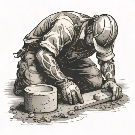 Worker Laying Cement