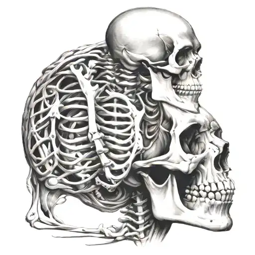 Skeleton With Muscle Anatomy Growing On It