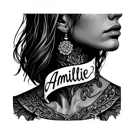 Amillie Name On Human Neck