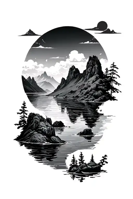 Land Water Mountens And Sky