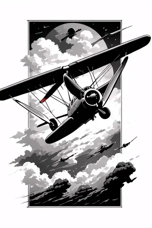 Propeller Plane Flying In The Dark