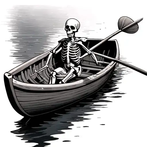 Skeleton Rowing In A Boat