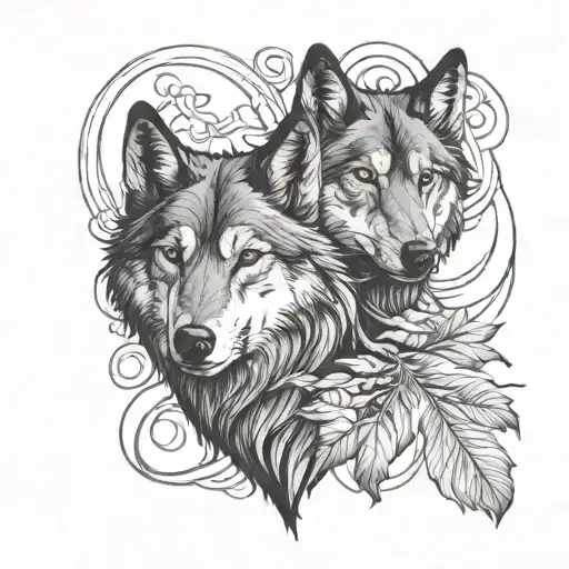 2Wolves Together Symbolizing Eternal Love