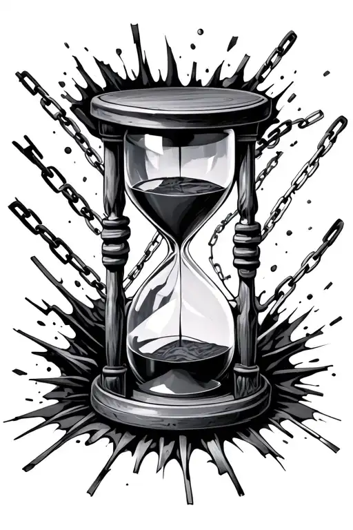 Hourglass Made Of Chains Breaking And Bursting