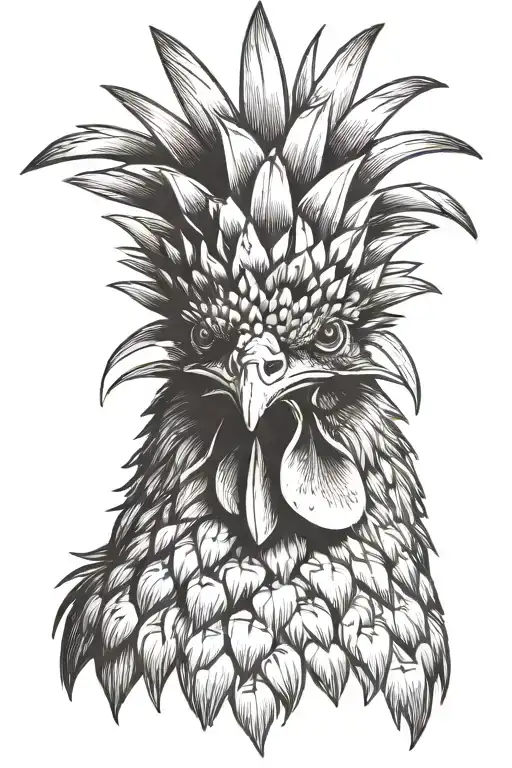 Chicken With Pineapple On It's Head