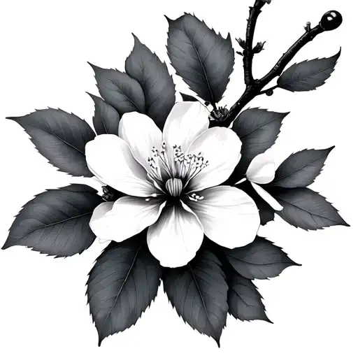 Cherry Blossom Black And White