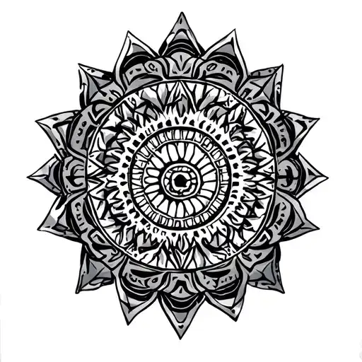 Mandala Design With Aztec Symbols