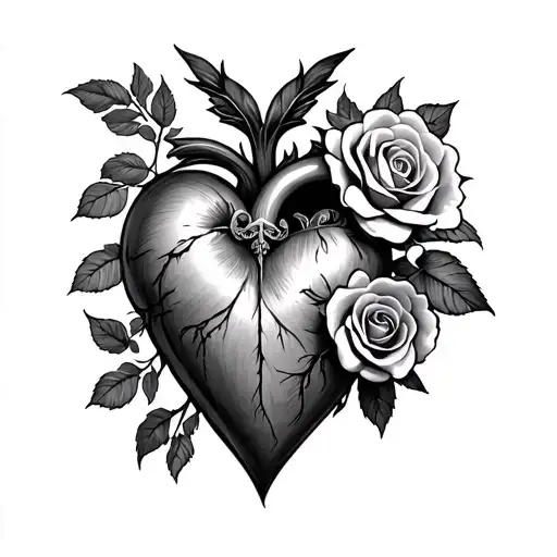 Sacred Heart With Roses