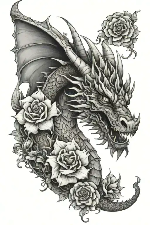 Dragon With Flowers