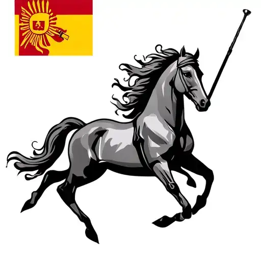 Macedonian Flag With Horse Running