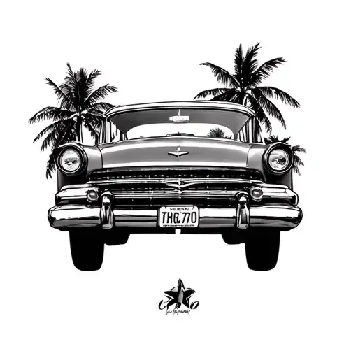 Cuba In The Back Ground With A Cuban Car Surrounded