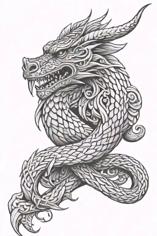 Viking Dragon With Celtic Knot Scales Intertwined