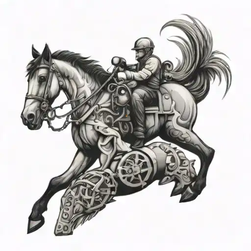 Horse And Mechanic Surrounded