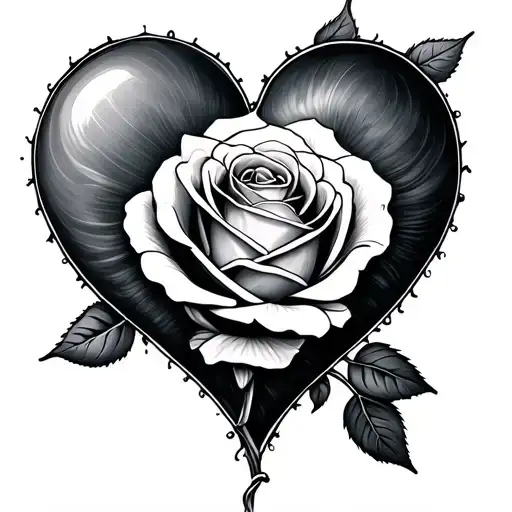 Heart Outline With Rose Wrapped