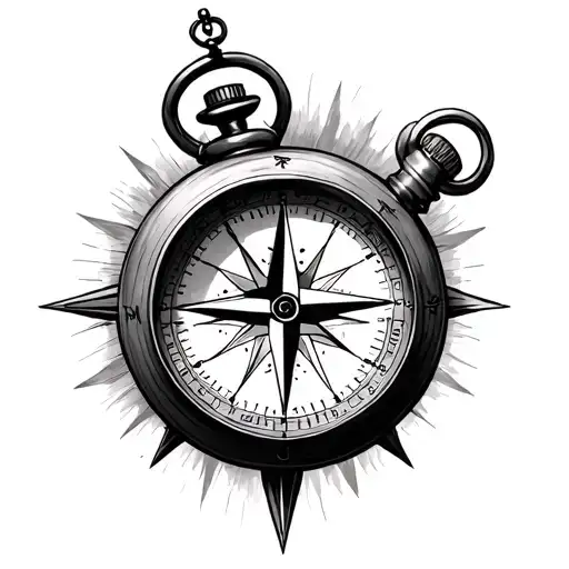 Compass And Pocket Clock